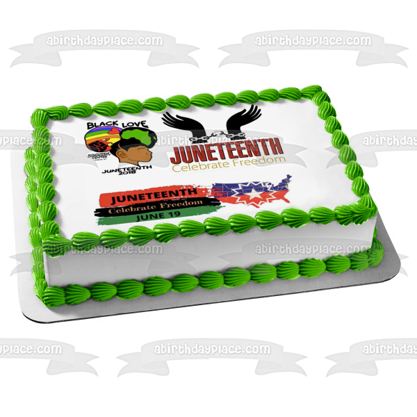 Juneteenth Día de la Libertad Amor Negro Celebrar la Libertad Estados Unidos de América Imagen comestible para tarta ABPID54110 