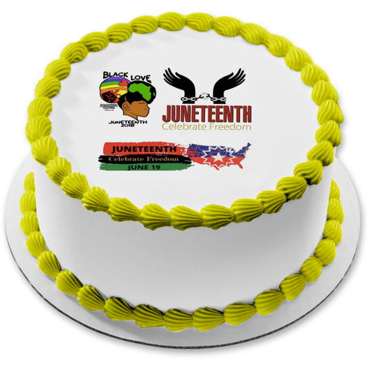 Juneteenth Día de la Libertad Amor Negro Celebrar la Libertad Estados Unidos de América Imagen comestible para tarta ABPID54110 