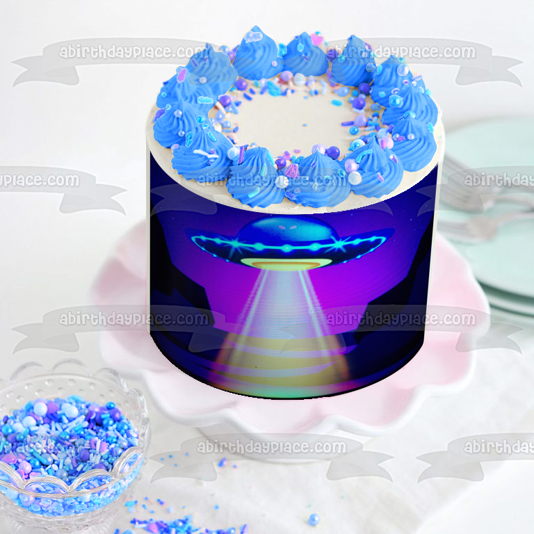 Spaceship Ufo Edible Cake Topper Image ABPID54113