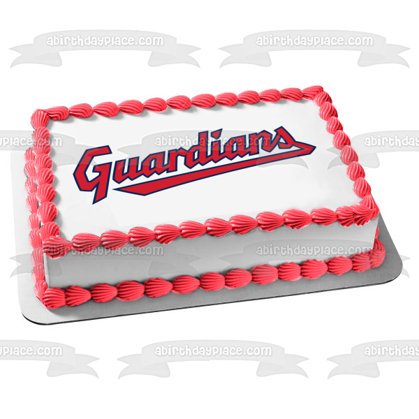 Cleveland Guardians Players Hats Logo Edible Cake Topper Image