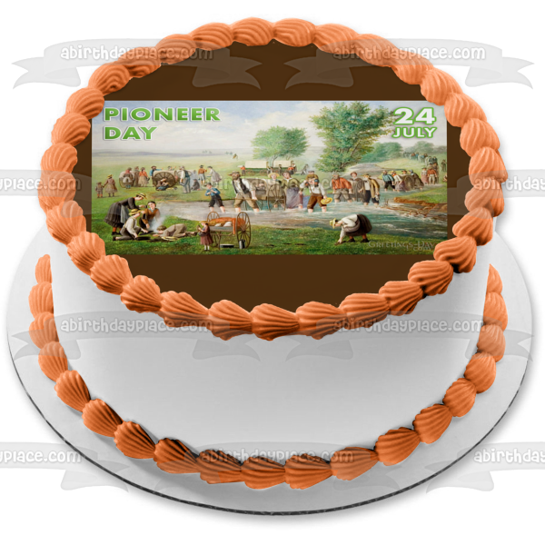 Pioneer Day July 24th Wagons Pioneers Edible Cake Topper Image ABPID54135