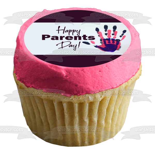 Happy Parents Day Children's Handprints Edible Cake Topper Image ABPID54138