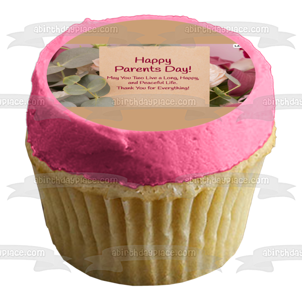 Happy Parents Day Flowers Edible Cake Topper Image ABPID54142