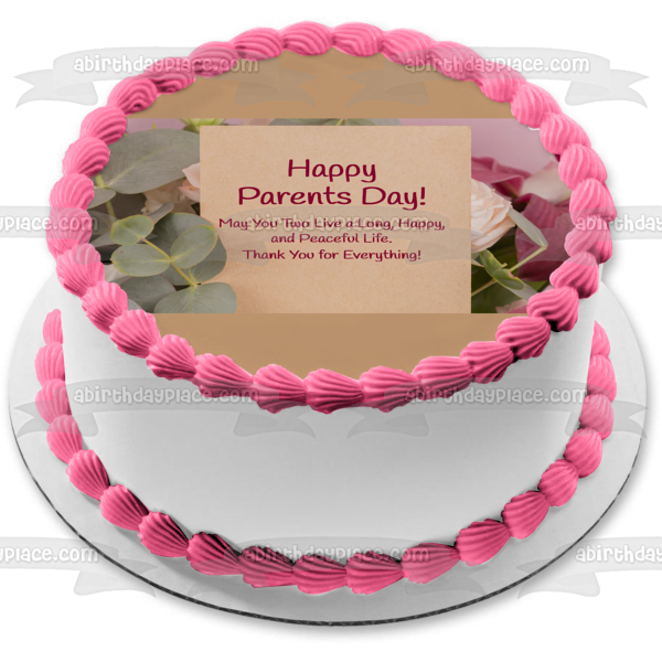 Happy Parents Day Flowers Edible Cake Topper Image ABPID54142