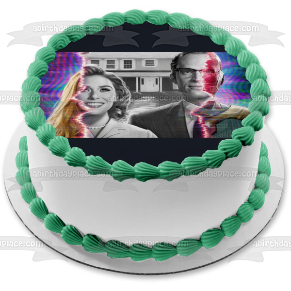 Wanda Vision Wanda Maximoff Vision Edible Cake Topper Image ABPID54387