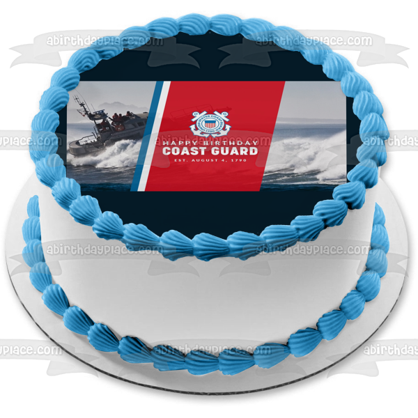 Happy Birthday U.S. Coast Guard Edible Cake Topper Image ABPID54152