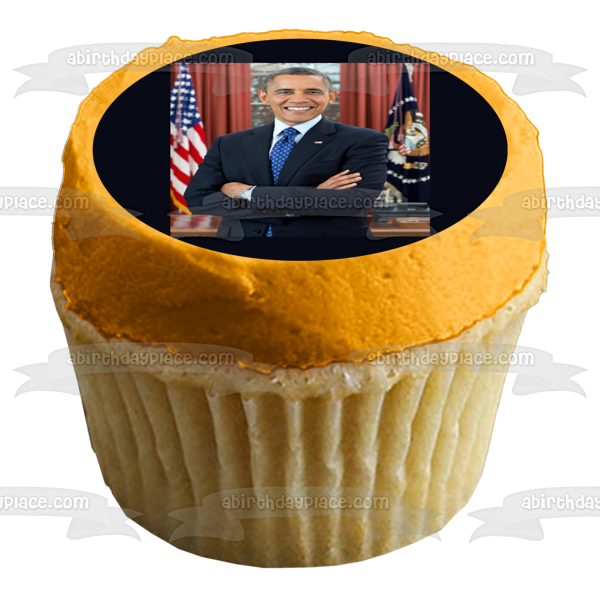 Barak Obama Day American Flag Edible Cake Topper Image ABPID54155