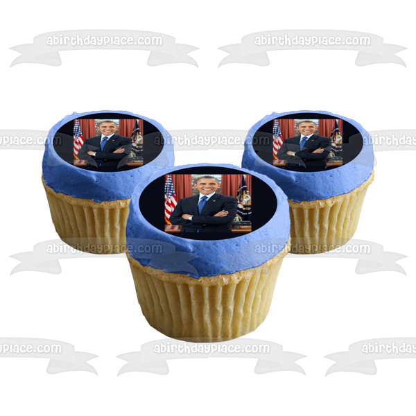 Barak Obama Day American Flag Edible Cake Topper Image ABPID54155