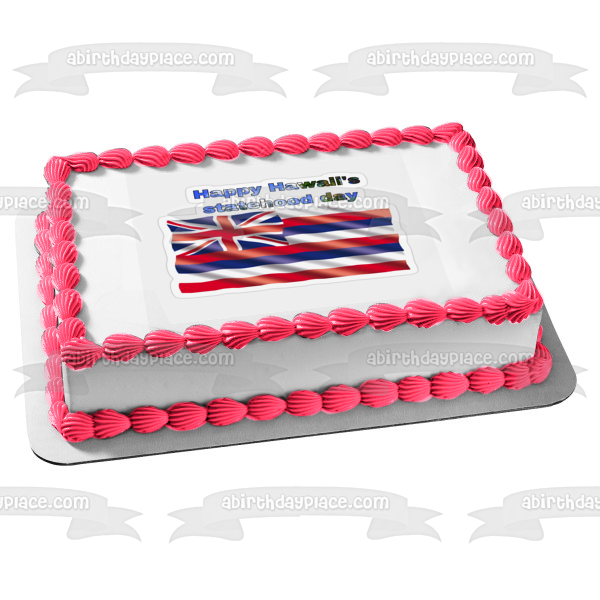 Imagen comestible para decoración de tarta con bandera del Día de la Estadidad de Hawaii, ABPID54175 