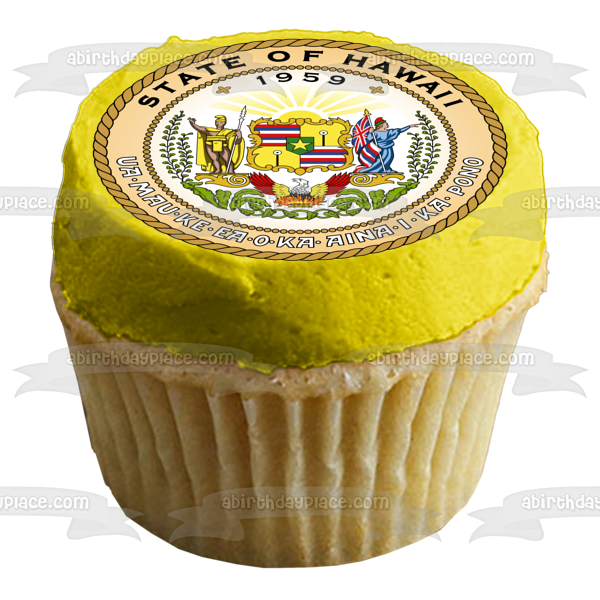 Happy Hawaii Statehood Day Hawaii State Seal Edible Cake Topper Image ABPID54176