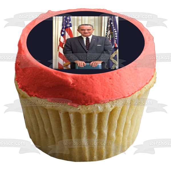 Lbj Lyndon B. Johnson Día Bandera Americana Decoración comestible para tarta Imagen ABPID54183 