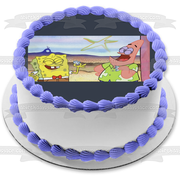 Decoración comestible para tarta con Bob Esponja y el show de Patricio Estrella, imagen ABPID54512 