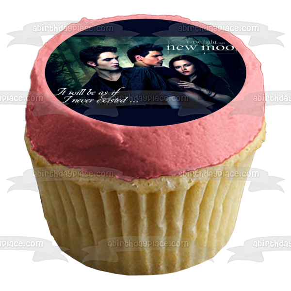 The Twilight Saga: New Moon Bella Edward Jacob "It Will Be As If I Never Existed" Edible Cake Topper Image ABPID54550