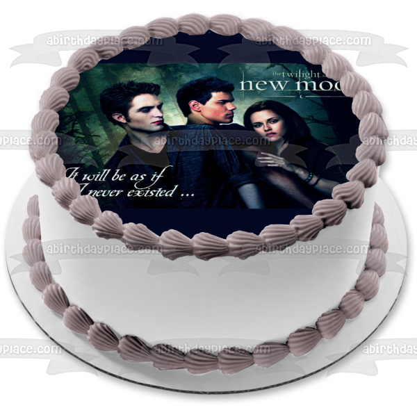 The Twilight Saga: New Moon Bella Edward Jacob "It Will Be As If I Never Existed" Edible Cake Topper Image ABPID54550