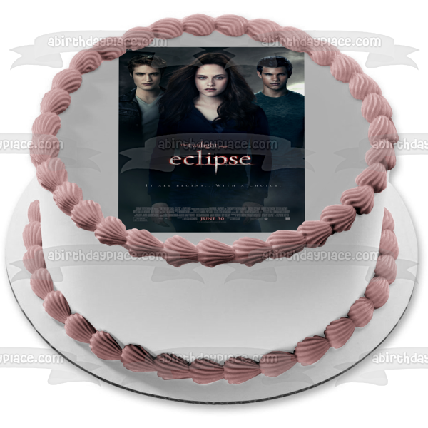 The Twilight Saga: Eclipse Movie Poster Edward Bella Jacob Edible Cake Topper Image ABPID54571