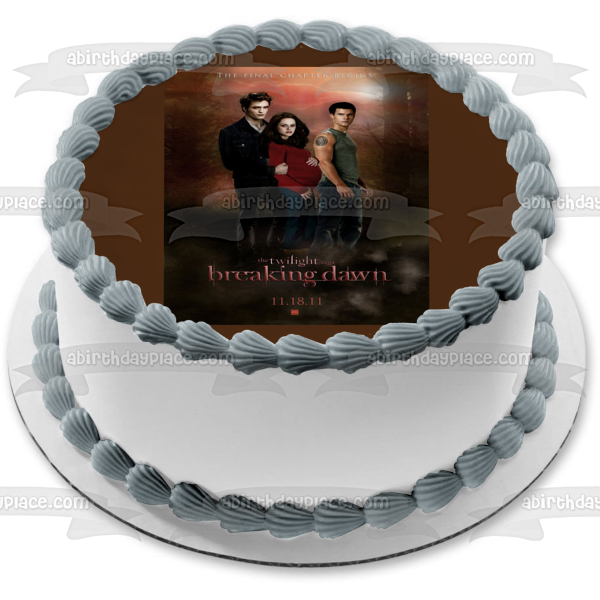 The Twilight Saga: Breaking Dawn Part 1 Movie Poster Edward Bella Jacob Edible Cake Topper Image ABPID54575