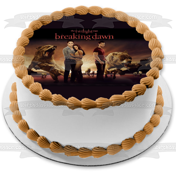 The Twilight Saga: Breaking Dawn Part 1 Bella Edward Jacob Wolves Edible Cake Topper Image ABPID54581