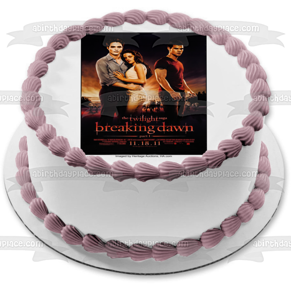 La saga Crepúsculo: Amanecer Parte 1 Póster de la película Edward Bella Jacob Adorno comestible para tarta Imagen ABPID54586 