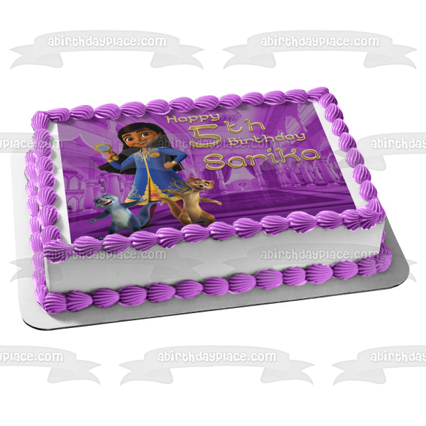 Mira Royal Detective Mikku and Chikku Purple Palace Edible Cake Topper Image ABPID56539