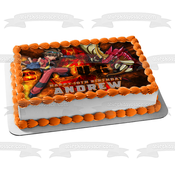 Bakugan Battle Ready Dragon Fire Edible Cake Topper Image ABPID56552