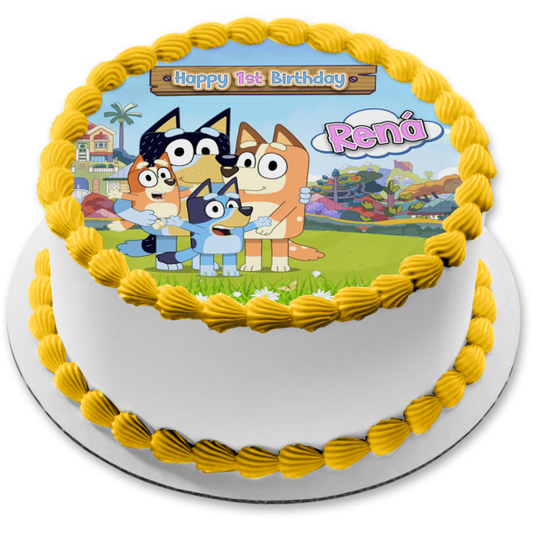 Imagen comestible para decoración de tarta Bluey My Neighborhood Chilli Bandit y Bingo ABPID56553 