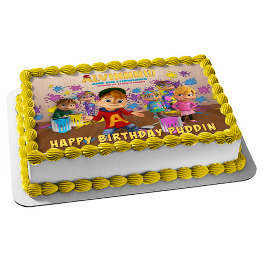 Alvinnn!!! And the Chipmunks Brittany Simon Alvin Theodore Jeanette and Eleanor Edible Cake Topper Image ABPID56550