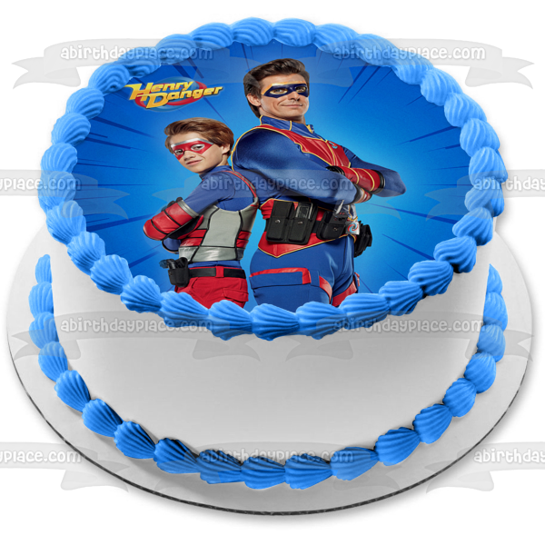 Henry Danger Capitán Man Hero Pose Fondo azul Imagen comestible para decoración de tarta ABPID56526 