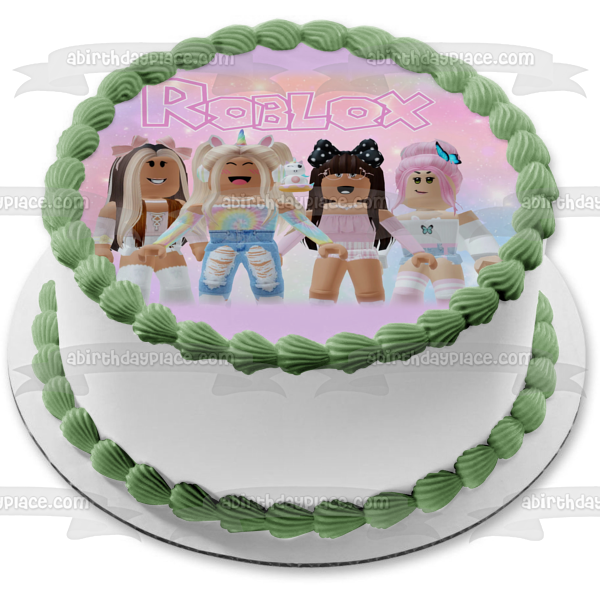 ROBLOX GIRLS CAKE TOPPER SET PERSONALISED NAME age GLOSSY CARDSTOCK  DECORATION | eBay