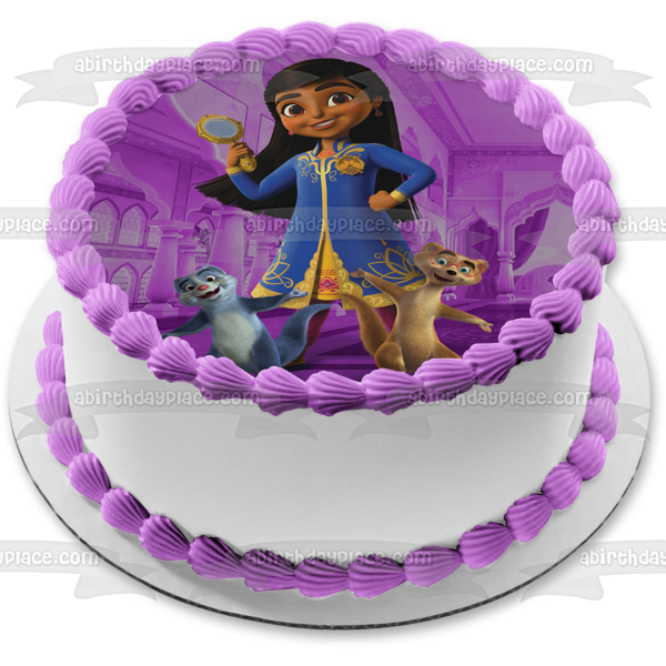 Mira Royal Detective Mikku and Chikku Purple Palace Edible Cake Topper Image ABPID56539