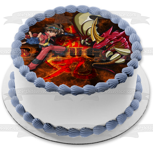 Bakugan Battle Ready Dragon Fire Edible Cake Topper Image ABPID56552