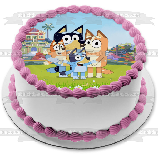 Bluey My Neighborhood Chilli Bandit and Bingo Edible Cake Topper Image ABPID56553