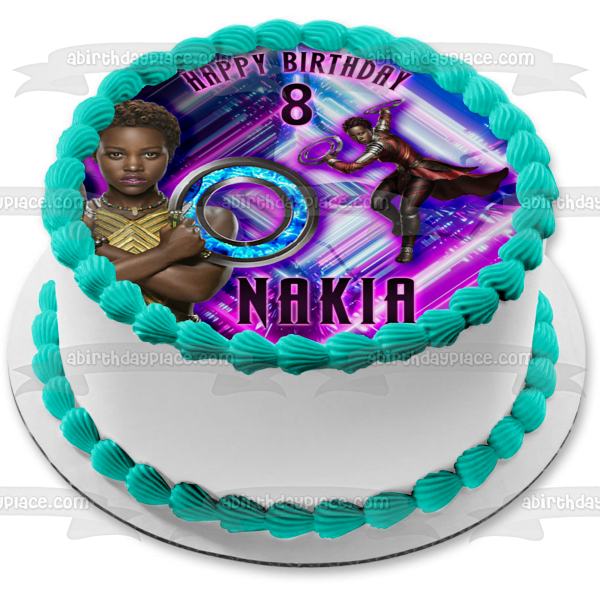 Imagen de decoración comestible comestible personalizable para tarta de Black Panther 2 Nakia ABPID56563 