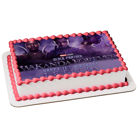 Black Panther 2 Nakia Shuri Okoye Wakanda Forever con niebla morada Adorno comestible para tarta Imagen ABPID56564 