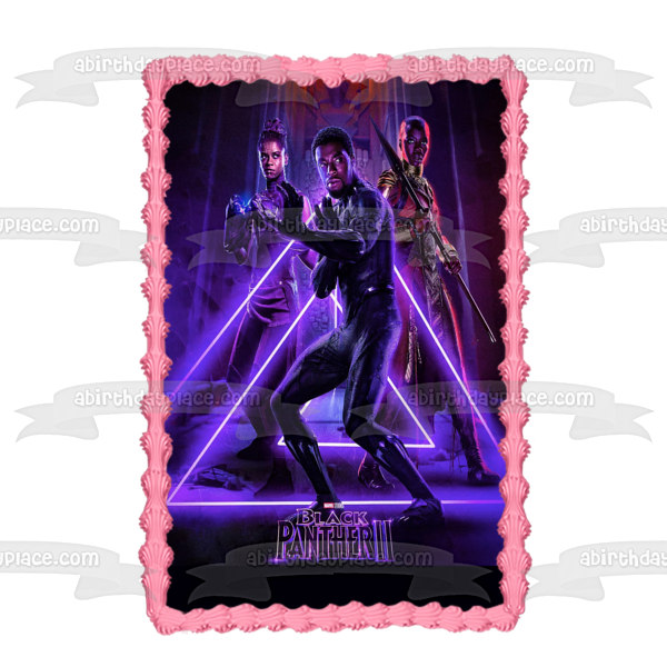 Black Panther 2 Shuri Okoye T'Challa Retro Triangle Poster Edible Cake Topper Image ABPID56566