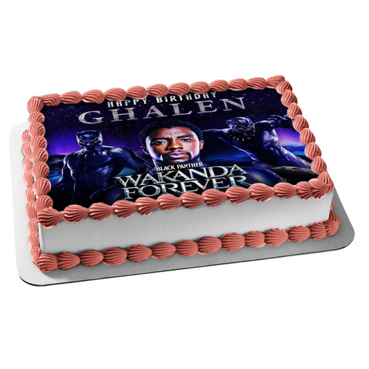 Black Panther T'Challa Chadwick Boseman Wakanda Forever Edible Cake Topper Image ABPID56570