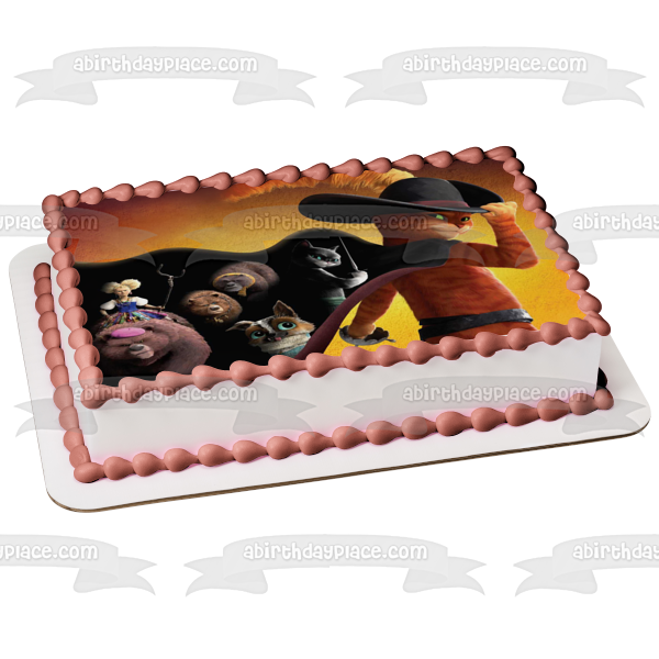 Puss In Boots the Last Wish Goldilocks the Three Bears Perro Kitty Softpaws Billowing Cape Edible Cake Topper Image ABPID56622