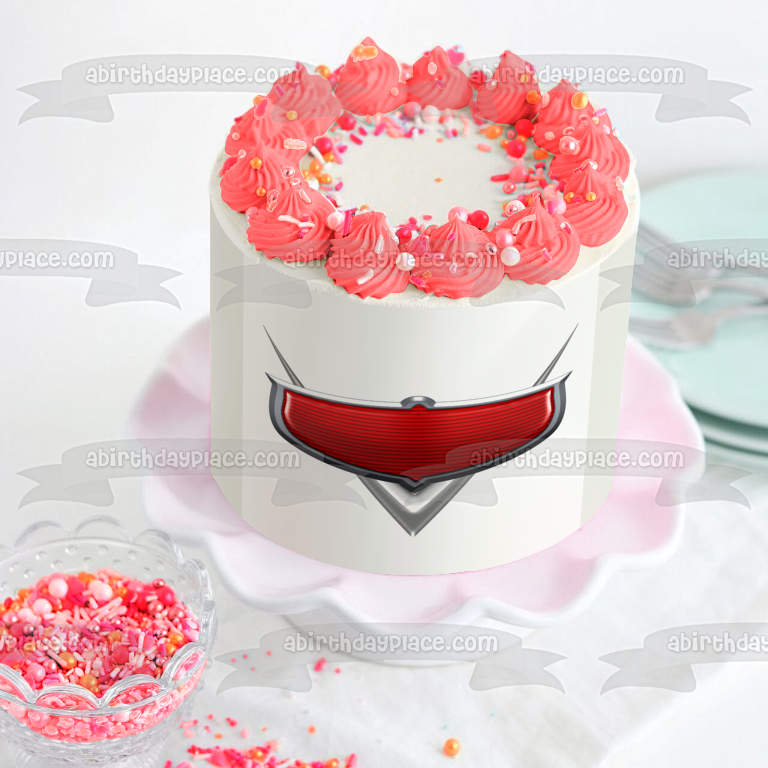 Disney Cars Lightening McQueen Logo Customizable Name Plate Edible Cake Topper Image ABPID56578