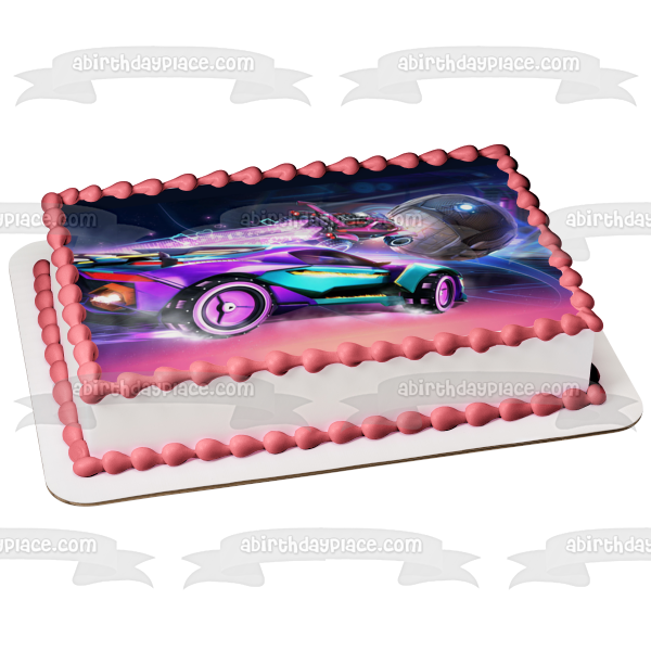 Rocket League Pass the Ball Soccer Video Game Race Cars Esport Edible Cake Topper Image ABPID56626