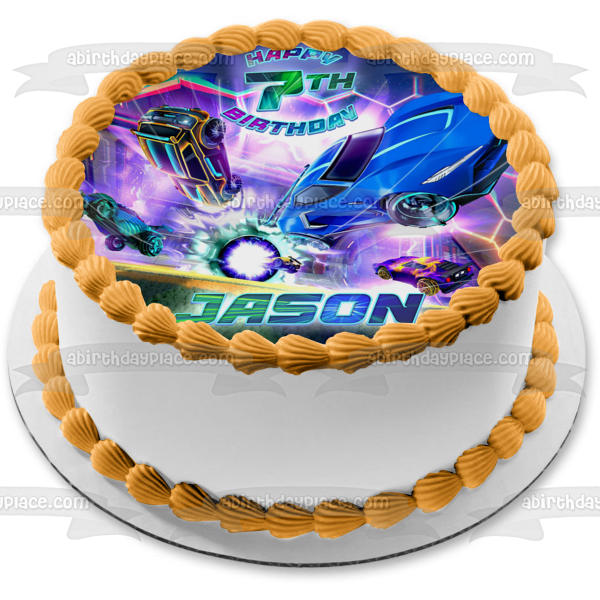 Rocket League Hora de jugar al fútbol Imagen comestible para decoración de tarta ABPID56628 