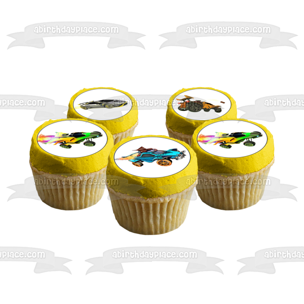 Imágenes de decoración comestible para cupcakes con logotipo y coches de Rocket League ABPID56593 