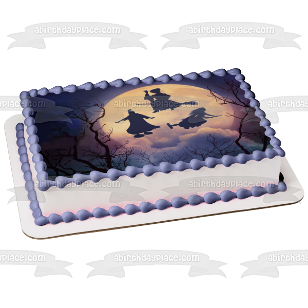 Hocus Pocus 2 Mary Winifred and Sarah Silhouettes Flying on Brooms Edible Cake Topper Image ABPID56605