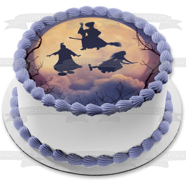 Hocus Pocus 2 Mary Winifred and Sarah Silhouettes Flying on Brooms Edible Cake Topper Image ABPID56605