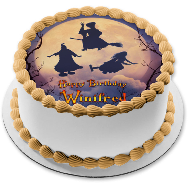 Hocus Pocus 2 Mary Winifred and Sarah Silhouettes Flying on Brooms Edible Cake Topper Image ABPID56605