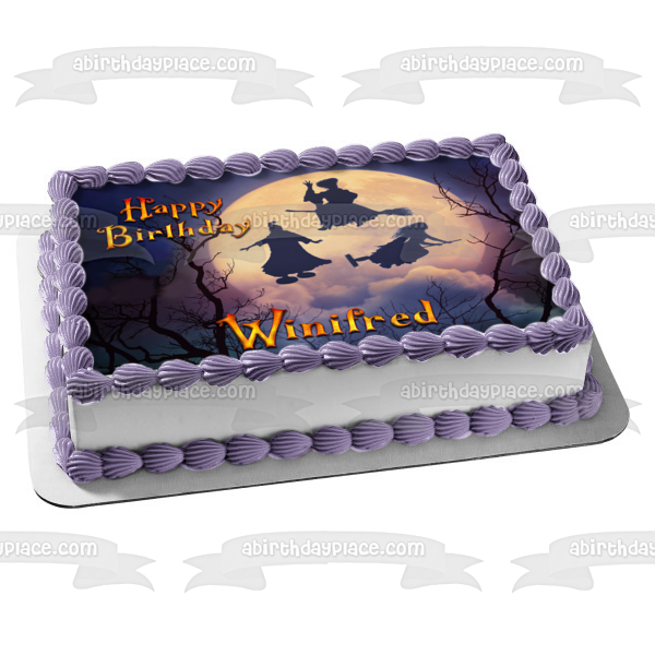 Hocus Pocus 2 Mary Winifred and Sarah Silhouettes Flying on Brooms Edible Cake Topper Image ABPID56605