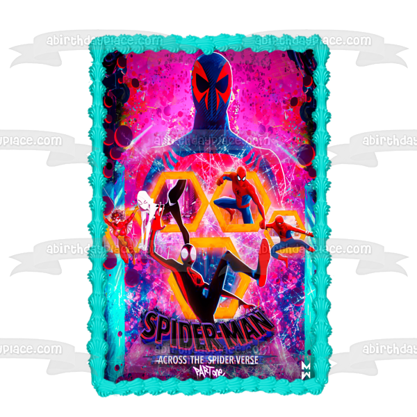 Spider-Man Across the Spider-Verse Part 1 Poster Gwen-Spider Edible Cake Topper Image ABPID56637