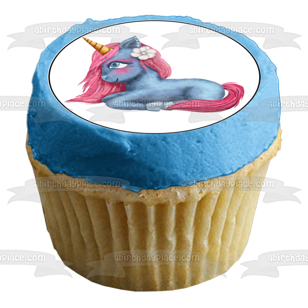 Maravillosa ilustración de unicornio, imágenes comestibles para decoración de cupcakes ABPID56664 