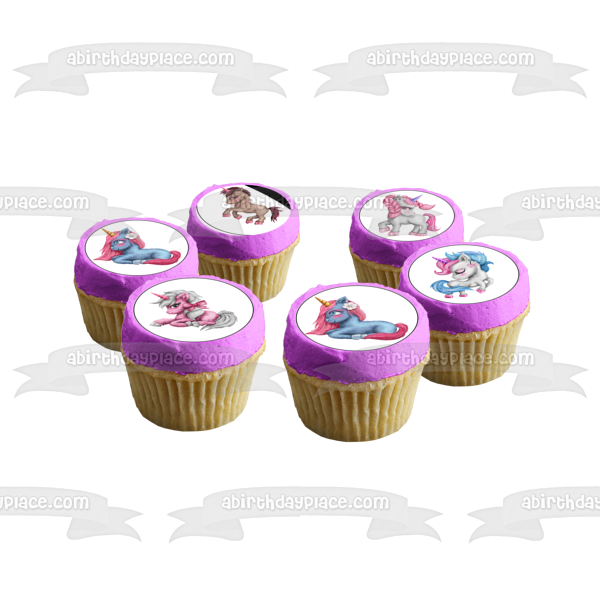 Maravillosa ilustración de unicornio, imágenes comestibles para decoración de cupcakes ABPID56664 