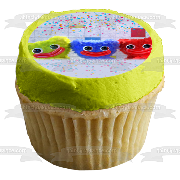 Poppy's Playtime Chapters Huggy Wuggy Huggy Buddies Yellow Blue and Red Edible Cake Topper Image ABPID56690