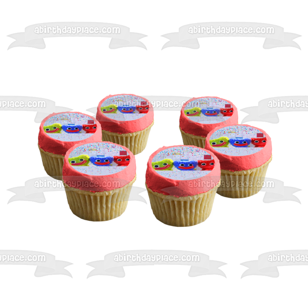 Poppy's Playtime Chapters Huggy Wuggy Huggy Buddies Yellow Blue and Red Edible Cake Topper Image ABPID56690