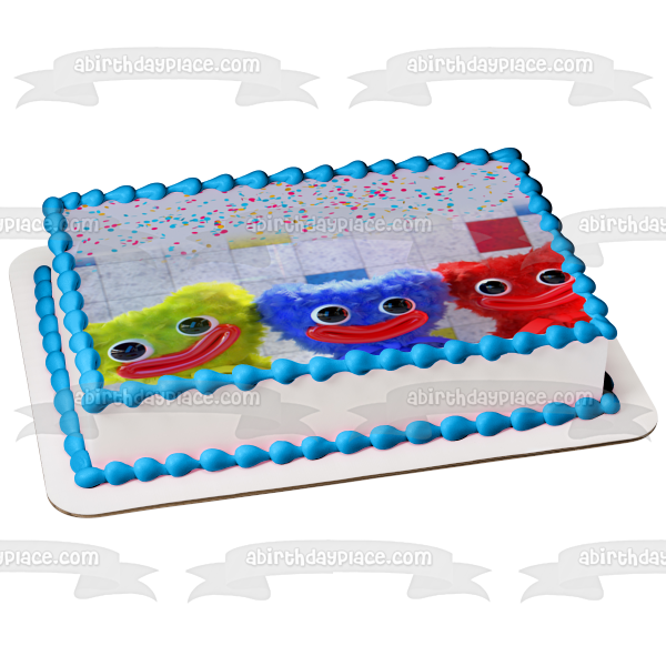 Poppy's Playtime Chapters Huggy Wuggy Huggy Buddies Adorno comestible para tarta amarillo, azul y rojo Imagen ABPID56690 